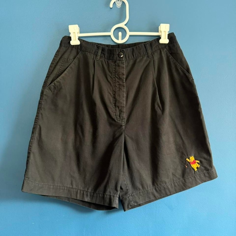 Vintage Disney‎ Pooh Shorts Women's Size 10 Black Embroidered Retro Winnie 1990s